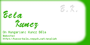 bela kuncz business card